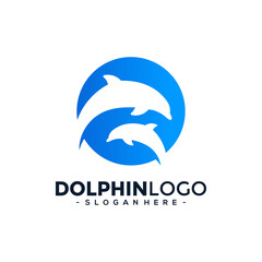 Dolphin Logo Template Vector. Dolphin jumping logo design concept.