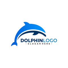 Dolphin Logo Template Vector. Dolphin jumping logo design concept.