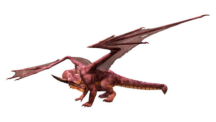 3D Rendering Fairy Tale Dragon on White