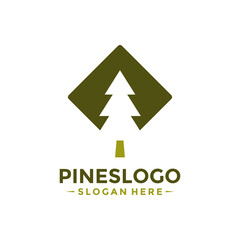 Pine Tree Logo Design Template. Vector Illustration.