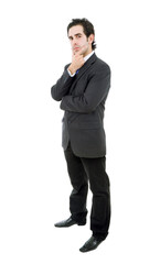 businessman full body thinking