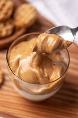 Delicious coffee mousse in a glass.