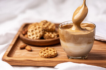 Delicious breakfast. Coffee mousse and biscuits.