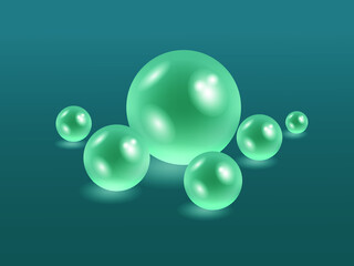 luxury green background with pearls. vector graphics