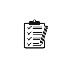 Clipboard with checklist icon, symbol for web site and app design. Vector illstration.