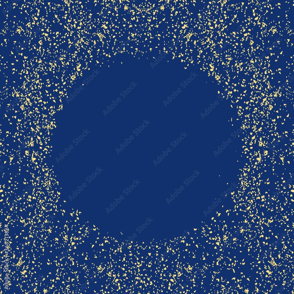 Poster golden splash or glittering spangles round vector frame with empty center for text. gold glittering 