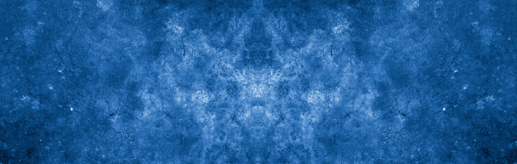 Old wall pattern texture cement blue dark abstract  blue color design are light with black gradient background.