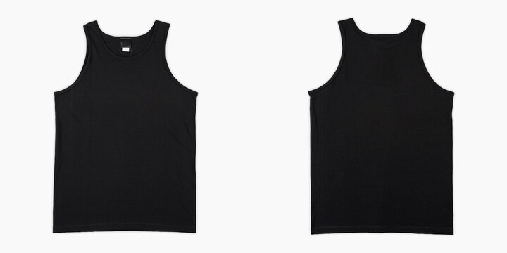 black singlet template front and back view isolated on white