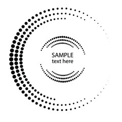 Halftone dots in circle form. round logo . vector dotted frame . design element