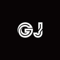GJ monogram logo with abstract line