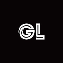 GL monogram logo with abstract line