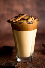 Iced Dalgona Coffee, a trendy fluffy creamy whipped coffee