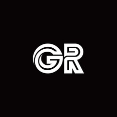 GR monogram logo with abstract line