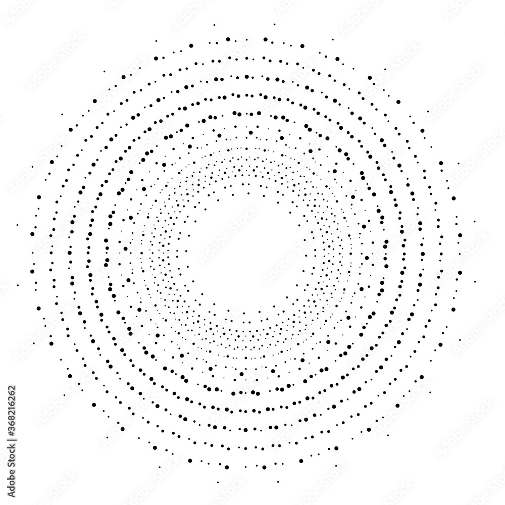 Poster halftone dots in circle form. circular music equalizer . audio waves . sound frequency . round logo 