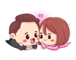 Character of romantic couple with happy valentines day lover concept isolated on white background.