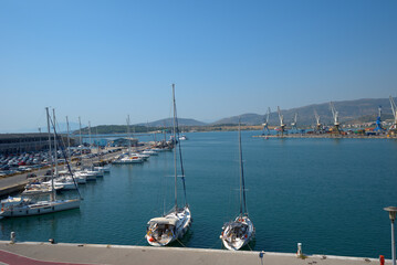 Obraz premium 7/30/2020 Greece, Volos Town, the old commercial port. A little tourism, summer season, COVID-19