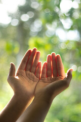 A man his praying hand for God's blessing To ask for your help In a state of depression from the...