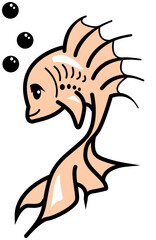 Vector clipart fish illustration - white outline