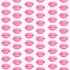 Seamless pattern with beauty pink polygonal paper lips.
