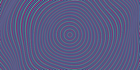 Abstract circular striped background. Pattern with optical illusion. 3D geometrical vector illustration.