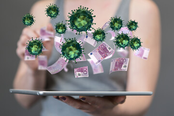 Financial stock graph has down from virus corona outbreak..