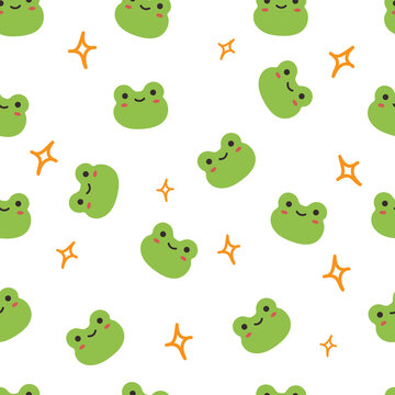 Seamless pattern cute frog with white background. for fabric print, gift wrapping paper, textile