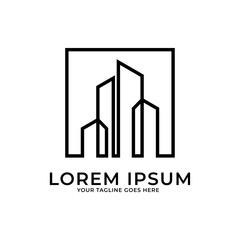Real estate with line style logo template design concept. Building construction logo