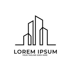 Real estate with line style logo template design concept. Building construction logo