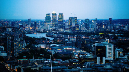 canary wharf view with thames river