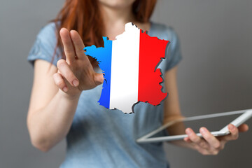 3d Digital France map country illustration