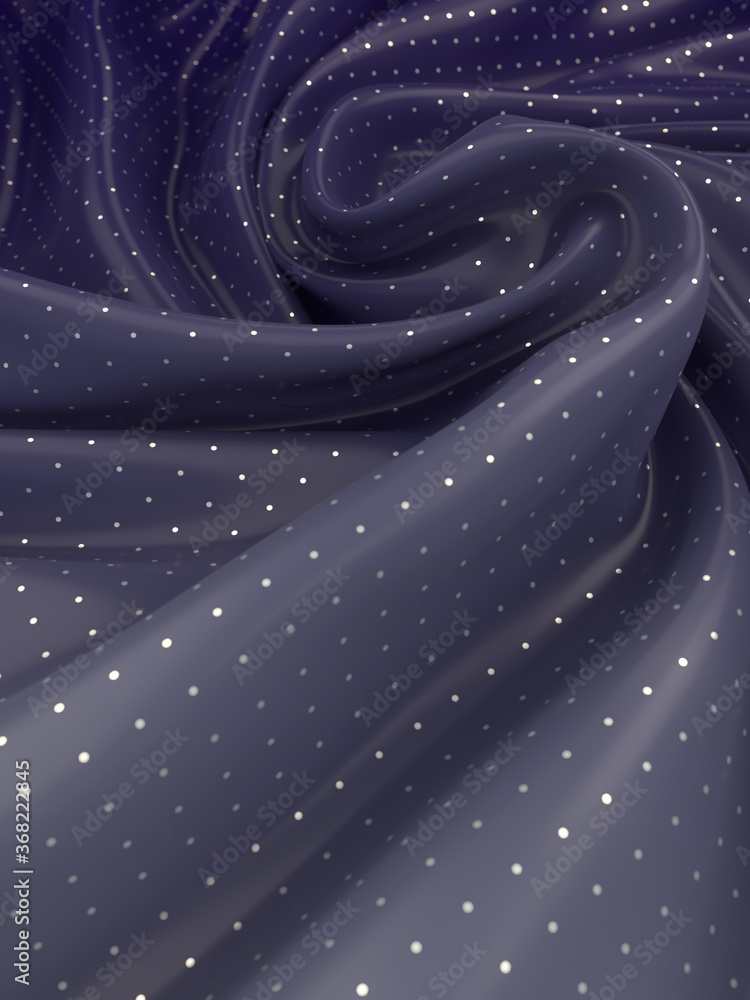 Poster luxury wavy fabric with polka dot geometric pattern. 3d render wave background