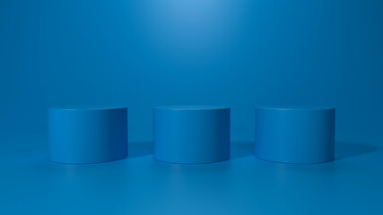 Empty podium or pedestal display on white background with stand concept. Blank product shelf standing backdrop. 3D rendering