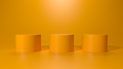 Empty podium or pedestal display on white background with stand concept. Blank product shelf standing backdrop. 3D rendering