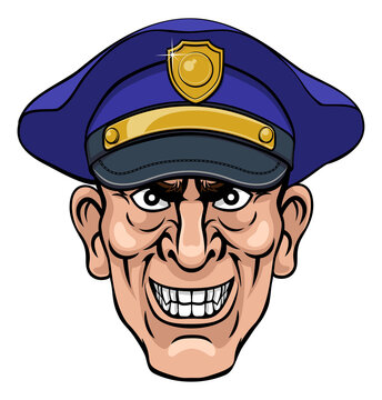 A policeman police officer looking mean and tough cartoon