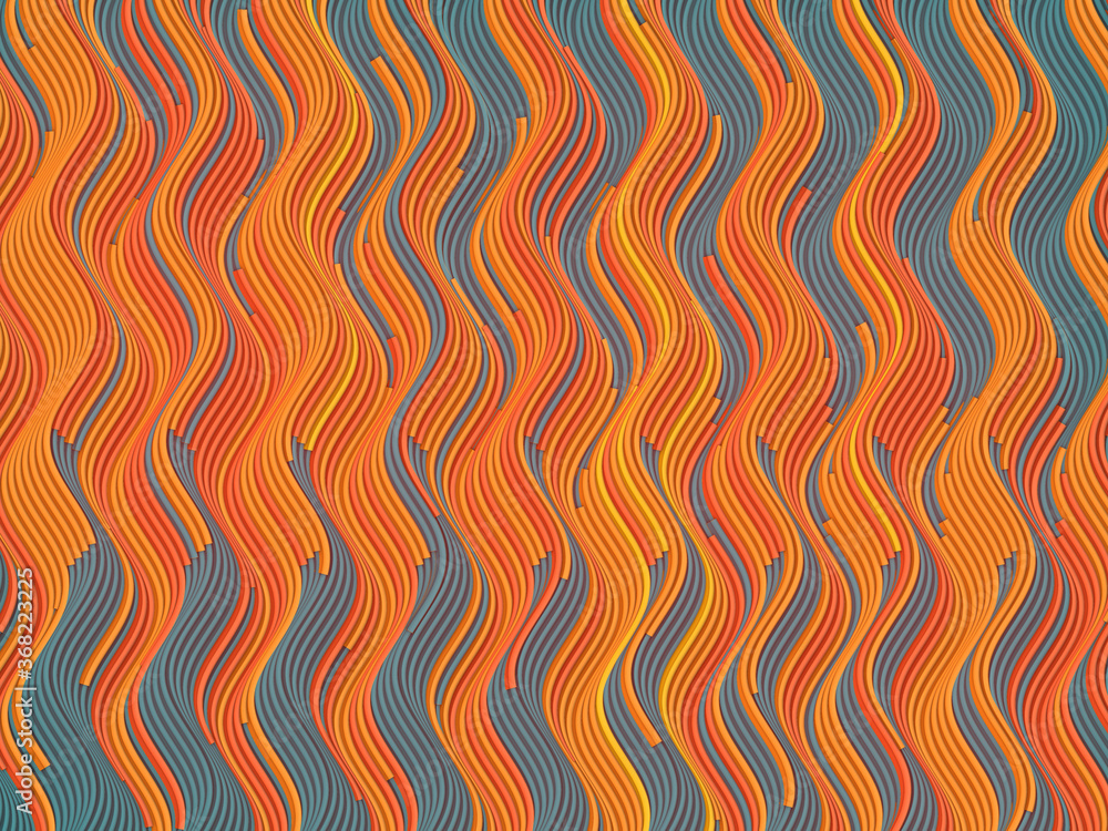 Poster Colored wavy lines abstract modern flow design template 3d rendering composition