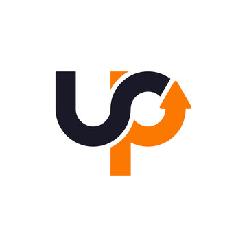 UP Logo Template Design Concept. Letter U and P logo vector with arrow combination.