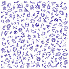 vector sketch icons on a school theme on a white background