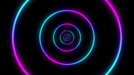 Moving through circles. Abstract colorful background in bright neon color. Modern colorful wallpaper. Loop animation. 3d rendering. - Powered by Adobe