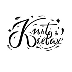 hand drawn lettering knit and relax