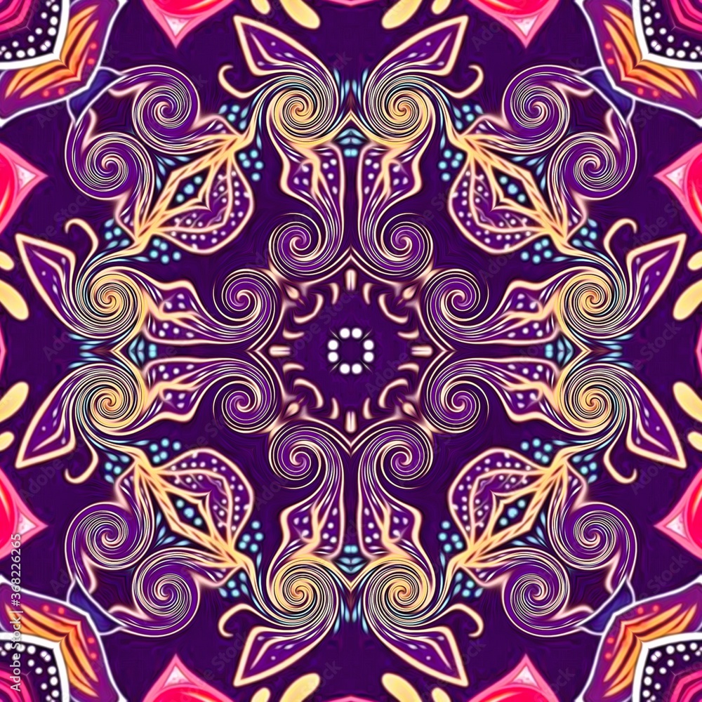 Aufkleber abstract decorative multicolor texture kaleidoscopic pattern computer generated fractal design.