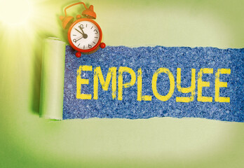 Handwriting text writing Employee. Conceptual photo one employed by another usually for wages or...