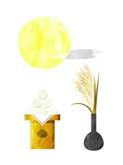 中秋の名月　お月見　満月と月見団子