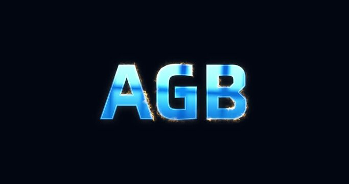 Das Wort AGB. Intro Logo elektrisch (Blitze). Text blau. Opener Animation 4K