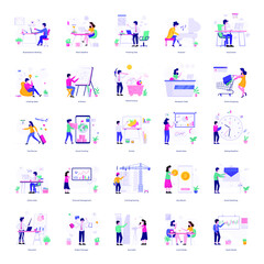 

Collection Of Tasks Flat Illustrations 
