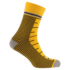 yellow sock with ruler applique, on white background