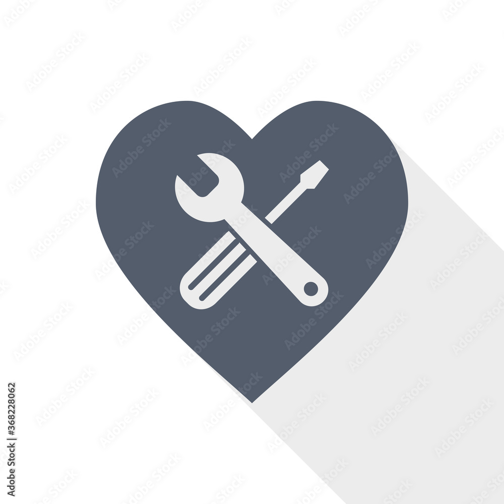 Poster Tools in heart shape flat design vector icon