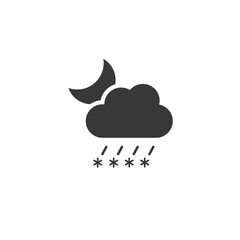 Sleet, cloud and moon. Icon. Night weather glyph vector illustration