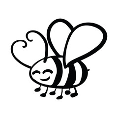 Vector Illustration Hand-drawn Silhouette Of A Bee. for your design. Suitable for design corporate identity, labels, packing.