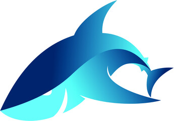 Simple Shark Vector with Gradient Metal
