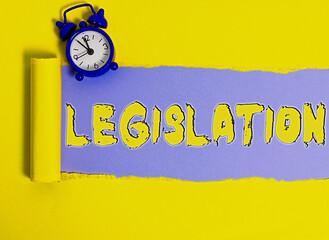 Word writing text Legislation. Business photo showcasing the exercise of the power and function of...